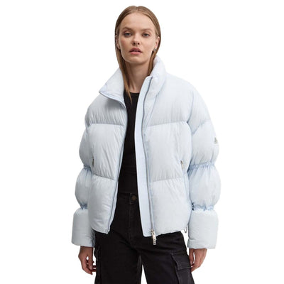 Moose Knuckles Hellblaue Nylon Frauen Jacke