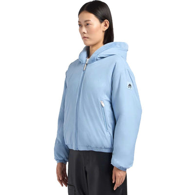 Moose Knuckles Hellblaue Nylon Frauen Jacke