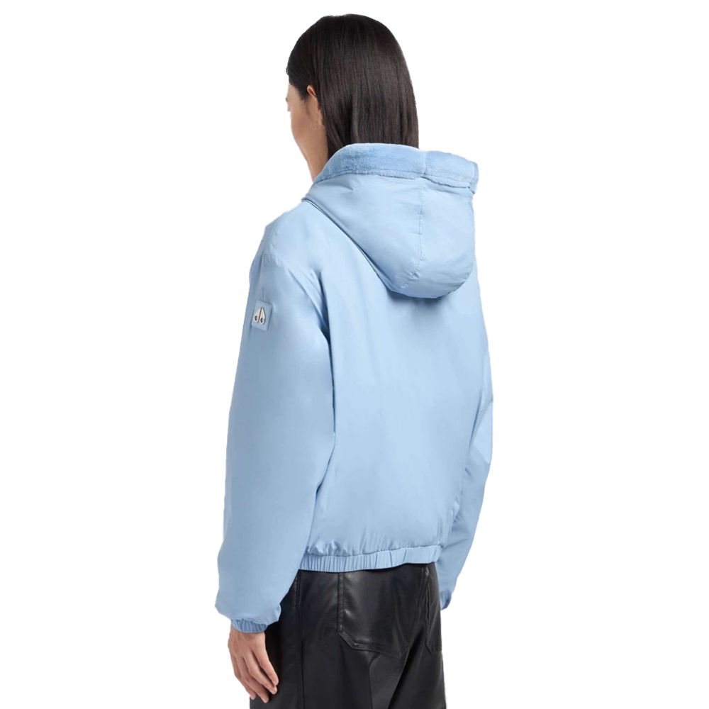 Moose Knuckles Hellblaue Nylon Frauen Jacke