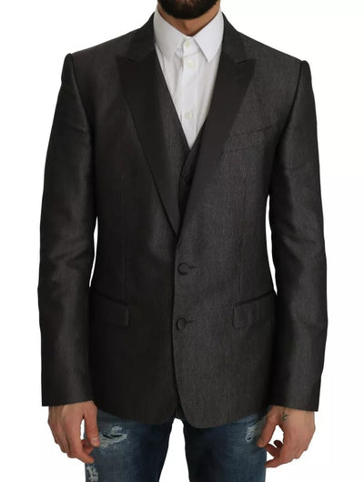 Dolce & Gabbana Grauer MARTINI 2 Stück Weste Mantel Blazer