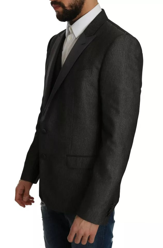 Dolce & Gabbana Grauer MARTINI 2 Stück Weste Mantel Blazer