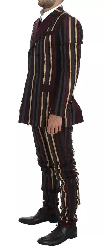 Dolce & Gabbana Multicolor Gestreifter Runway 3 Stück Slim Fit Weste Anzug