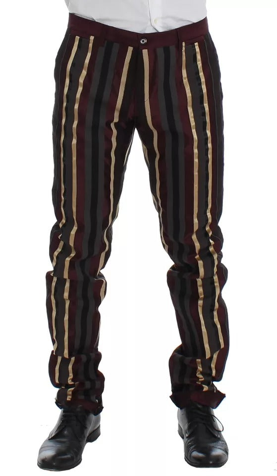Dolce & Gabbana Multicolor Gestreifter Runway 3 Stück Slim Fit Weste Anzug