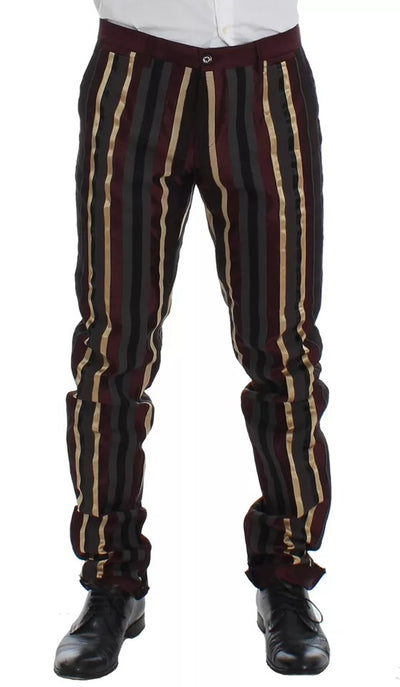 Dolce & Gabbana Multicolor Gestreifter Runway 3 Stück Slim Fit Weste Anzug