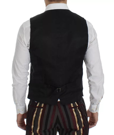 Dolce & Gabbana Multicolor Gestreifter Runway 3 Stück Slim Fit Weste Anzug