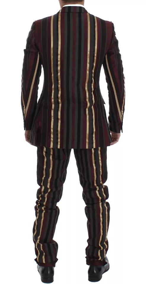 Dolce & Gabbana Multicolor Gestreifter Runway 3 Stück Slim Fit Weste Anzug