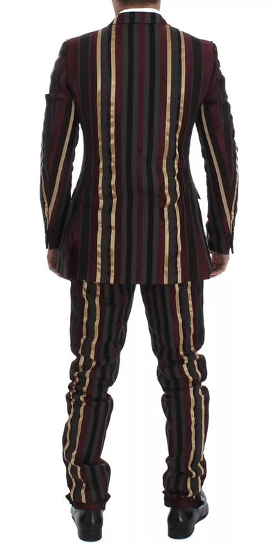 Dolce & Gabbana Multicolor Gestreifter Runway 3 Stück Slim Fit Weste Anzug