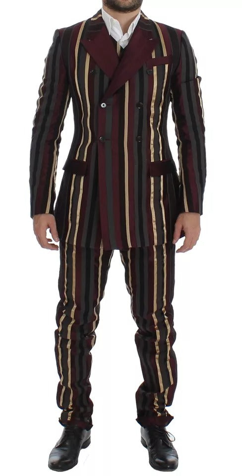 Dolce & Gabbana Multicolor Gestreifter Runway 3 Stück Slim Fit Weste Anzug