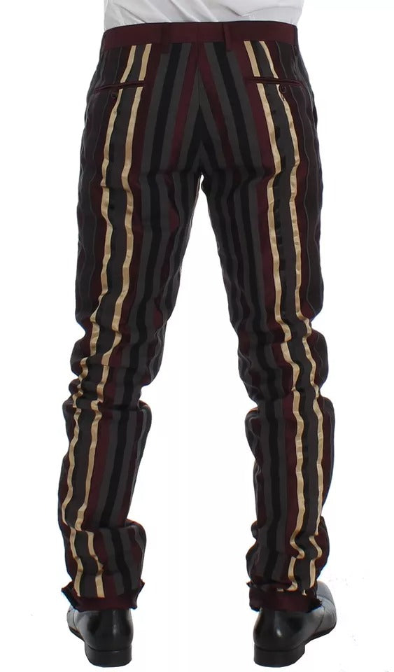 Dolce & Gabbana Multicolor Gestreifter Runway 3 Stück Slim Fit Weste Anzug