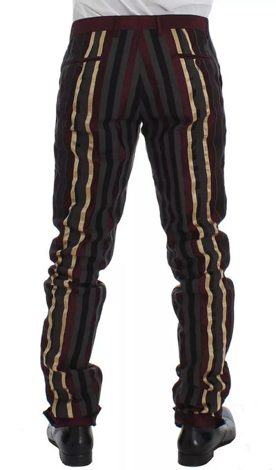 Dolce & Gabbana Multicolor Gestreifter Runway 3 Stück Slim Fit Weste Anzug