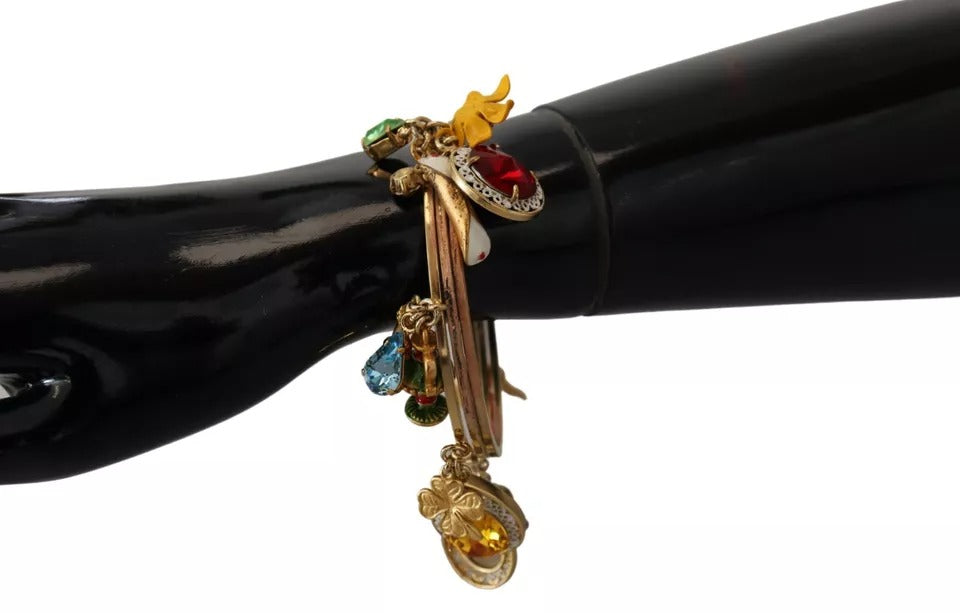 Dolce & Gabbana Multicolor Crystal Gold Tone Armreif aus Messing
