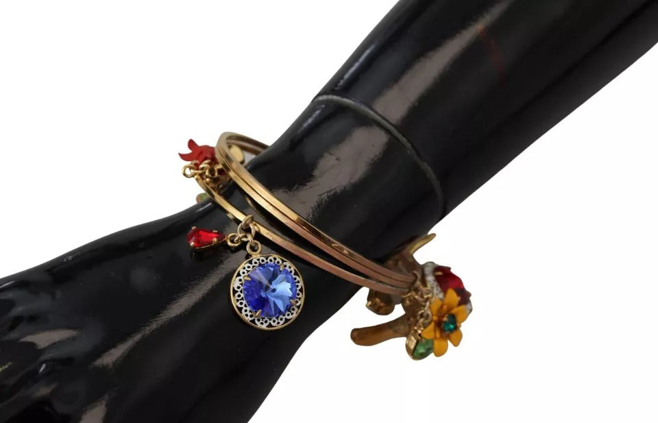 Dolce & Gabbana Multicolor Crystal Gold Tone Armreif aus Messing