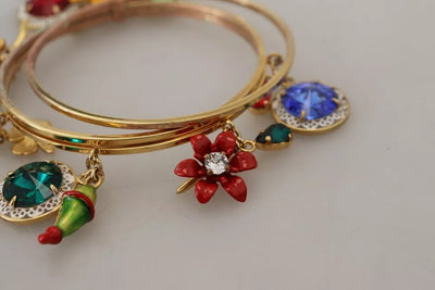 Dolce & Gabbana Multicolor Crystal Gold Tone Armreif aus Messing