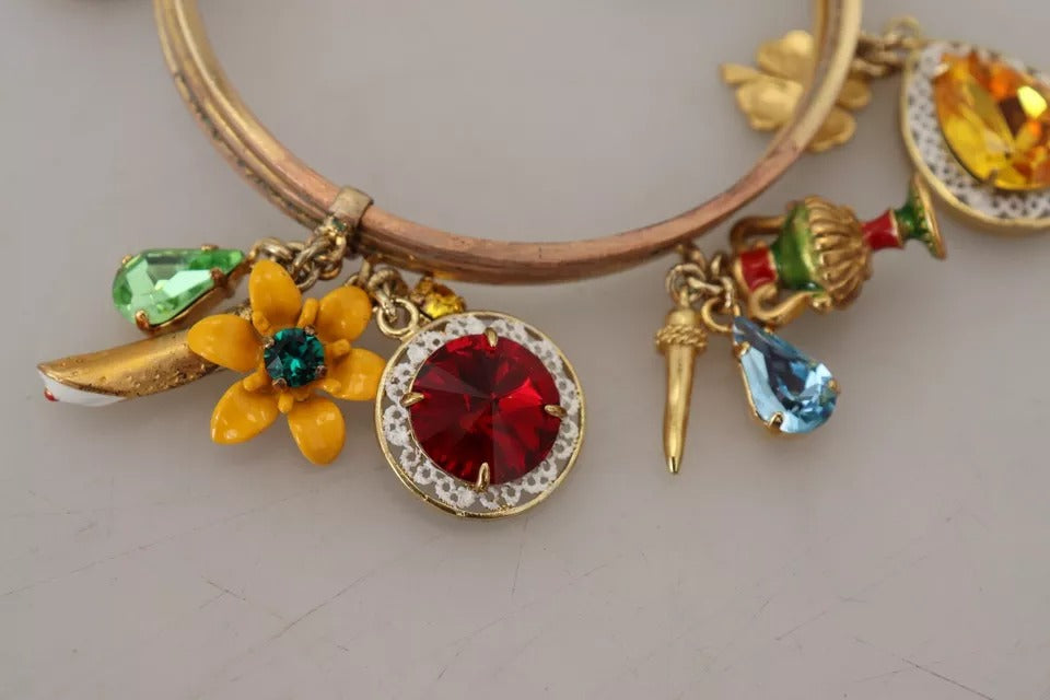 Dolce & Gabbana Multicolor Crystal Gold Tone Armreif aus Messing