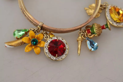 Dolce & Gabbana Multicolor Crystal Gold Tone Armreif aus Messing