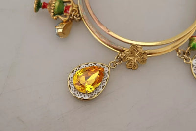 Dolce & Gabbana Multicolor Crystal Gold Tone Armreif aus Messing