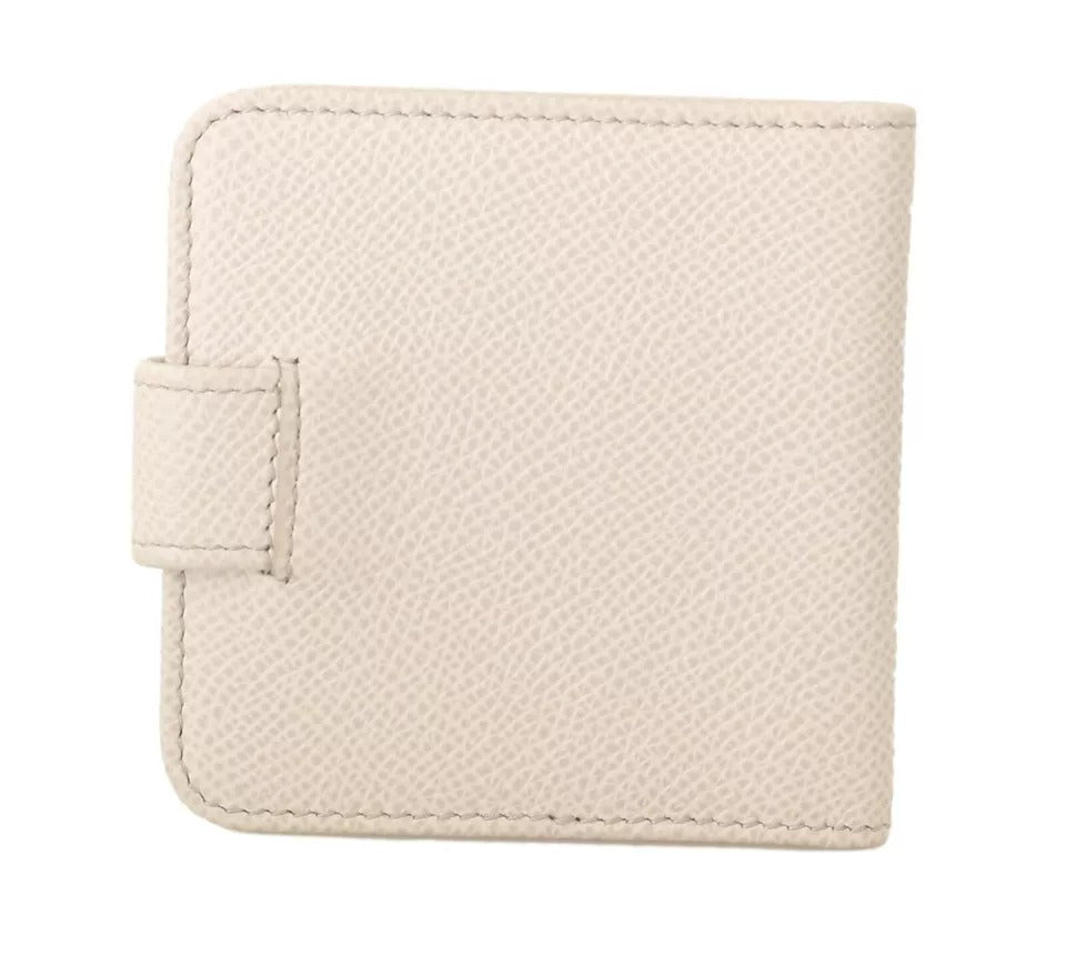 Dolce & Gabbana Weißes Dauphine Leder Kondom Fall Halter Tasche Brieftasche