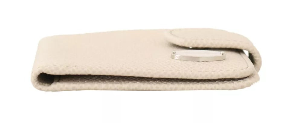 Dolce & Gabbana Weißes Dauphine Leder Kondom Fall Halter Tasche Brieftasche