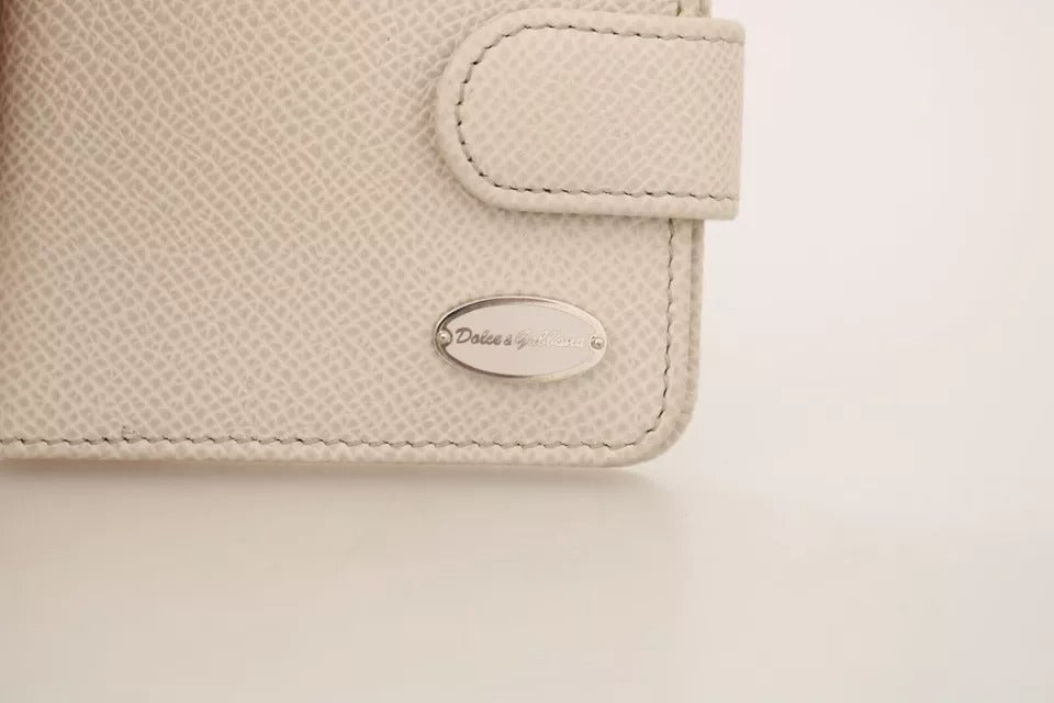 Dolce & Gabbana Weißes Dauphine Leder Kondom Fall Halter Tasche Brieftasche