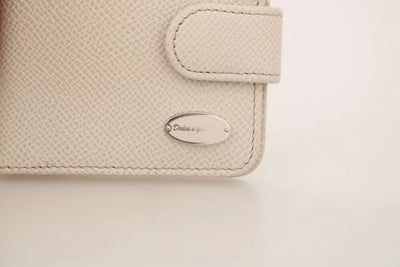 Dolce & Gabbana Weißes Dauphine Leder Kondom Fall Halter Tasche Brieftasche