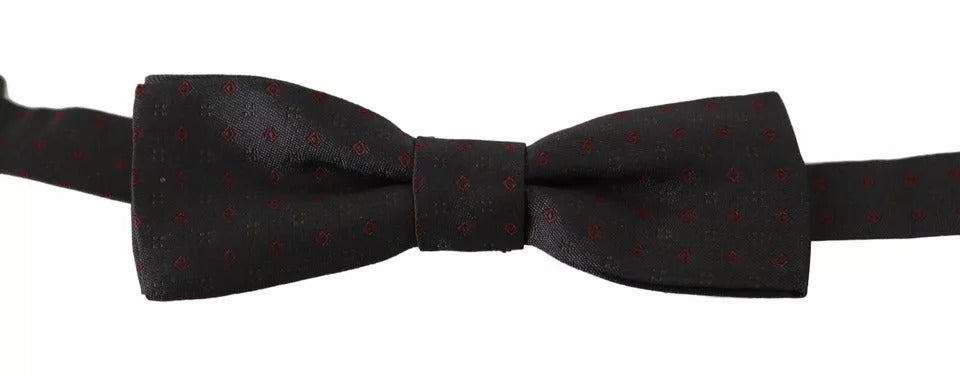 Dolce & Gabbana Graue gepunktete Seidenfliege mit verstellbarem Hals
