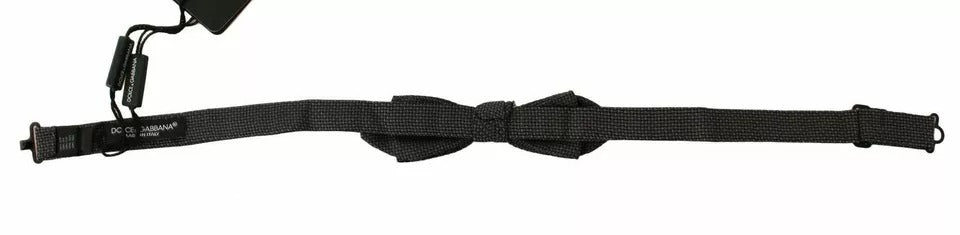 Dolce & Gabbana Graue gemusterte Seidenfliege mit verstellbarem Hals