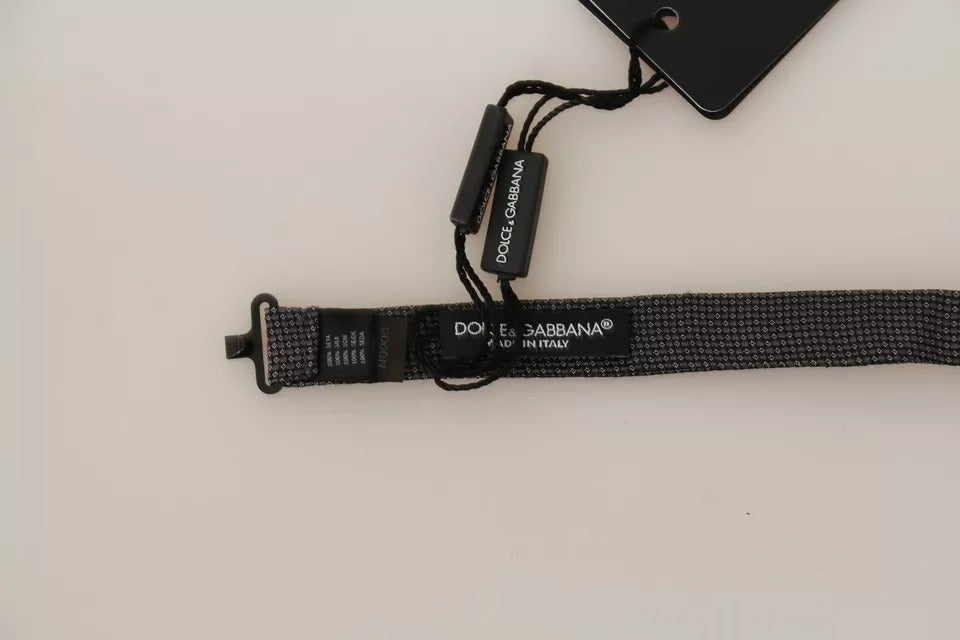 Dolce & Gabbana Graue gemusterte Seidenfliege mit verstellbarem Hals