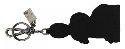 Dolce & Gabbana Silberner Leder Dominico Stefano #DGFAMILY Logo-Schlüsselanhänger