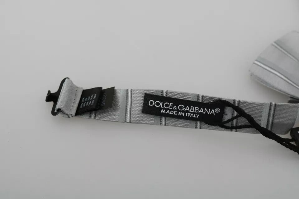 Dolce & Gabbana Hellgraues Futter Verstellbare Schmetterlingsfliege für den Hals