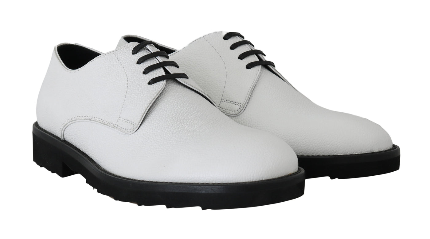 Dolce & Gabbana Weiße Leder Derby Kleid Formelle Schuhe