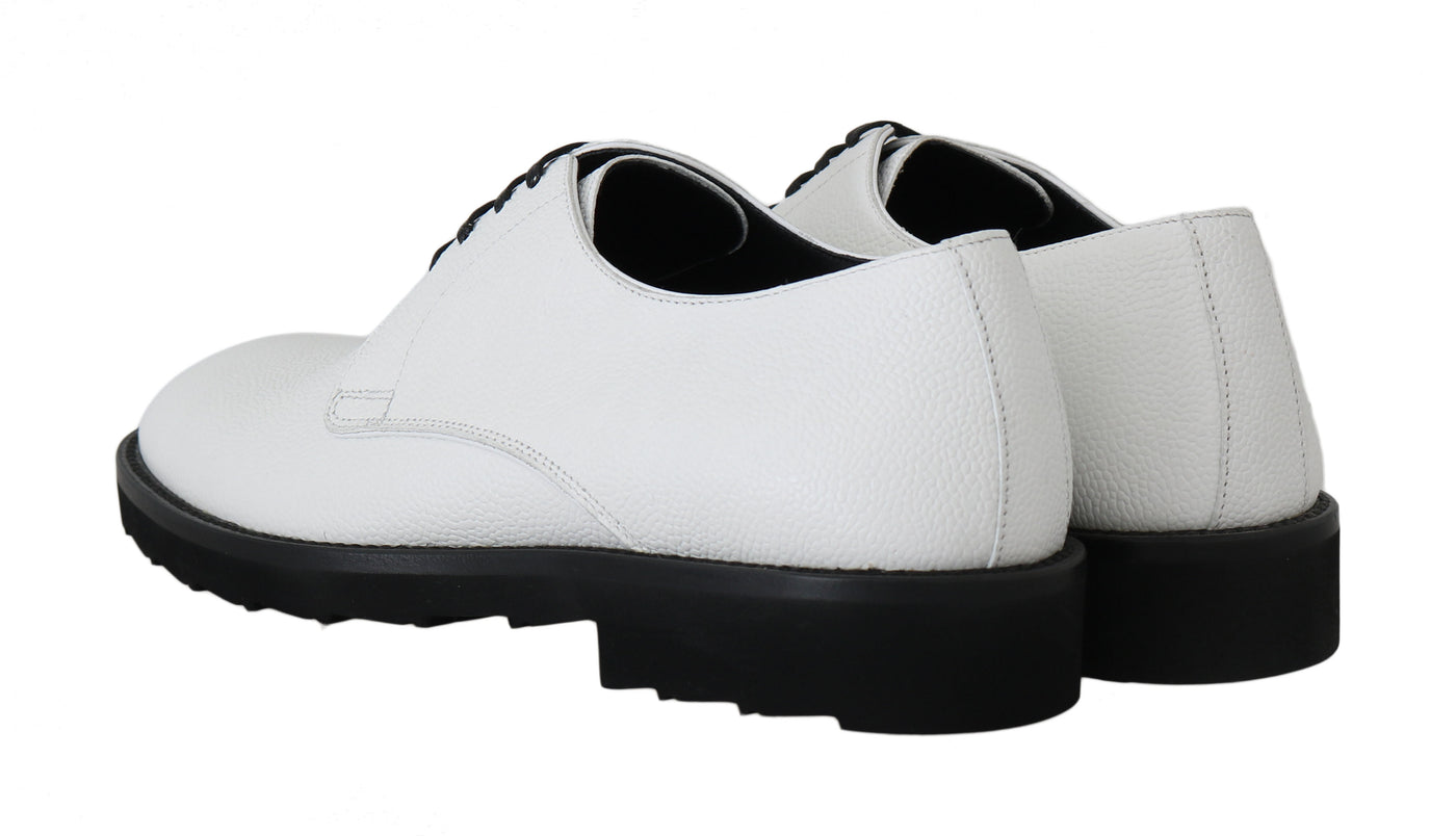 Dolce & Gabbana Weiße Leder Derby Kleid Formelle Schuhe