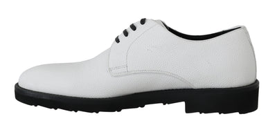 Dolce & Gabbana Weiße Leder Derby Kleid Formelle Schuhe