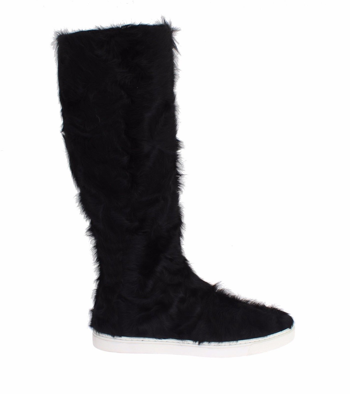 Dolce & Gabbana Schwarze Xiangao Lammfell-Lederstiefel
