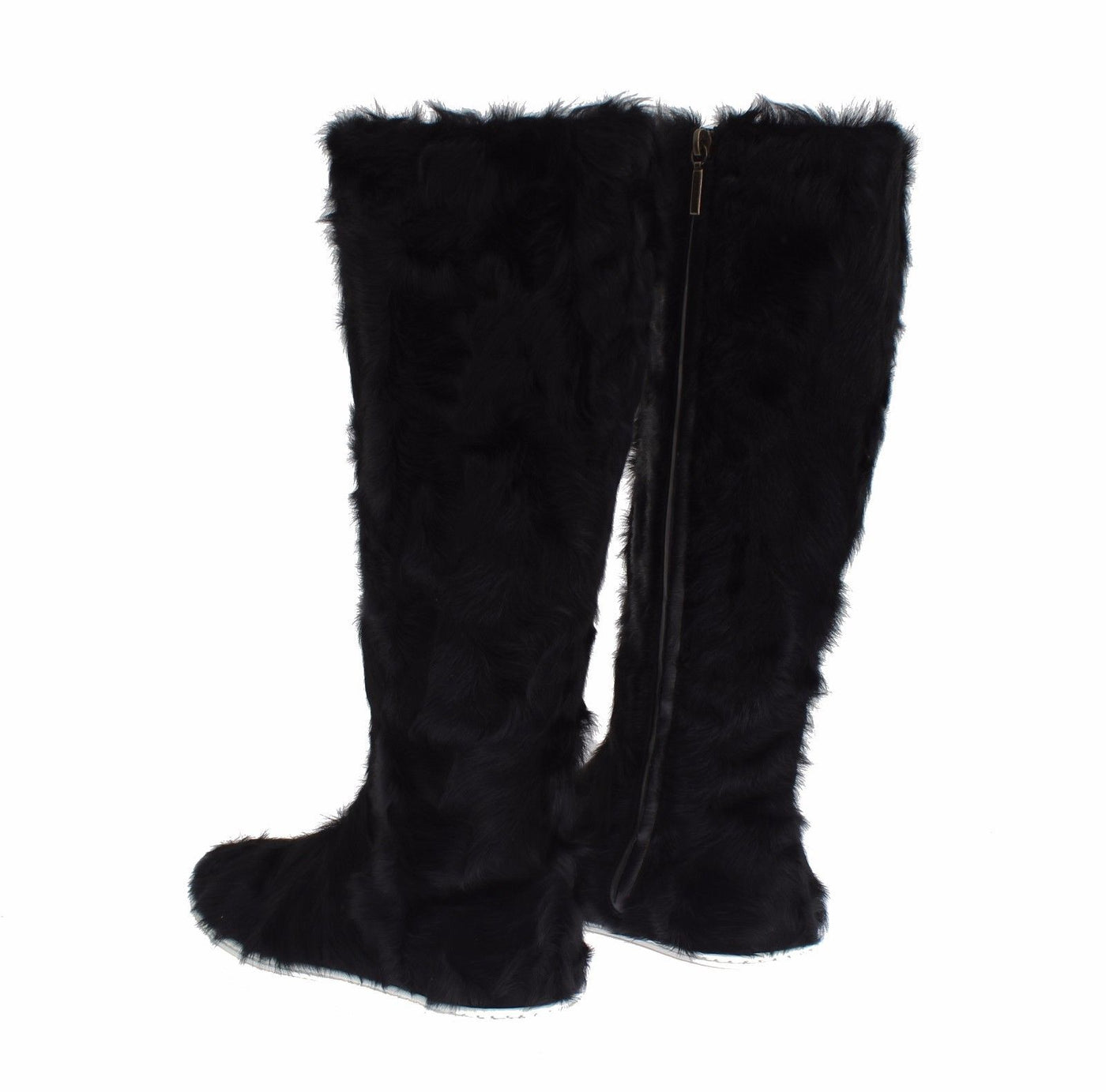 Dolce & Gabbana Schwarze Xiangao Lammfell-Lederstiefel