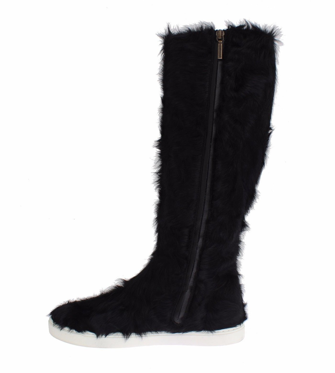 Dolce & Gabbana Schwarze Xiangao Lammfell-Lederstiefel