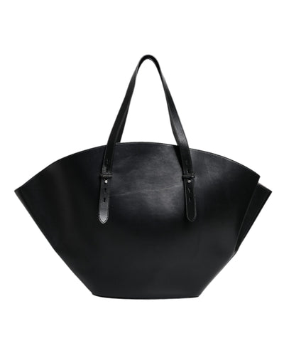 Brunello Cucinelli Schwarze Leder-Logo-Schulterriemen-Einkaufstasche