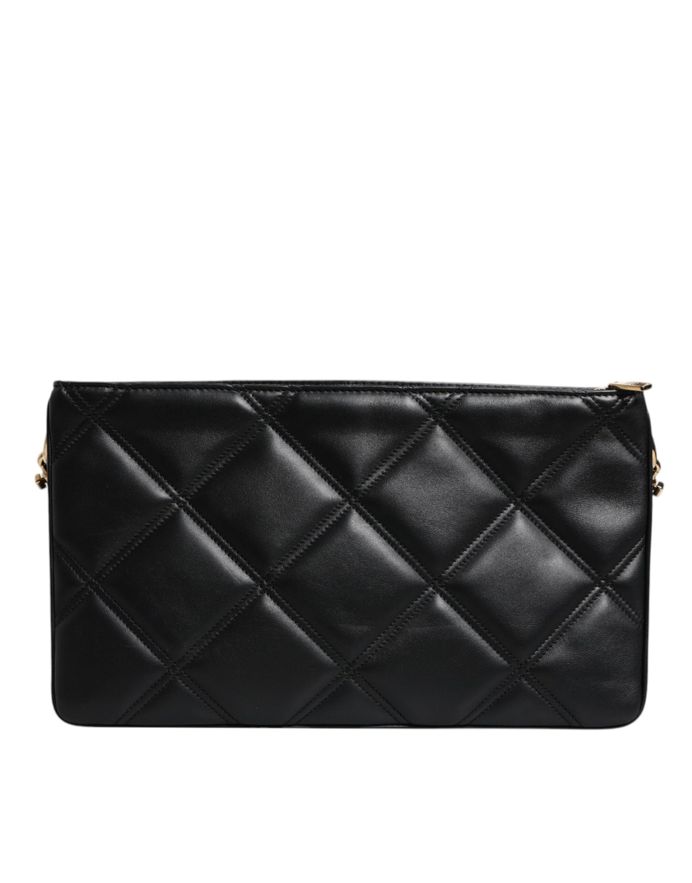 Dolce & Gabbana Schwarze Leder-Umhängetasche mit kristallbesetztem Logo