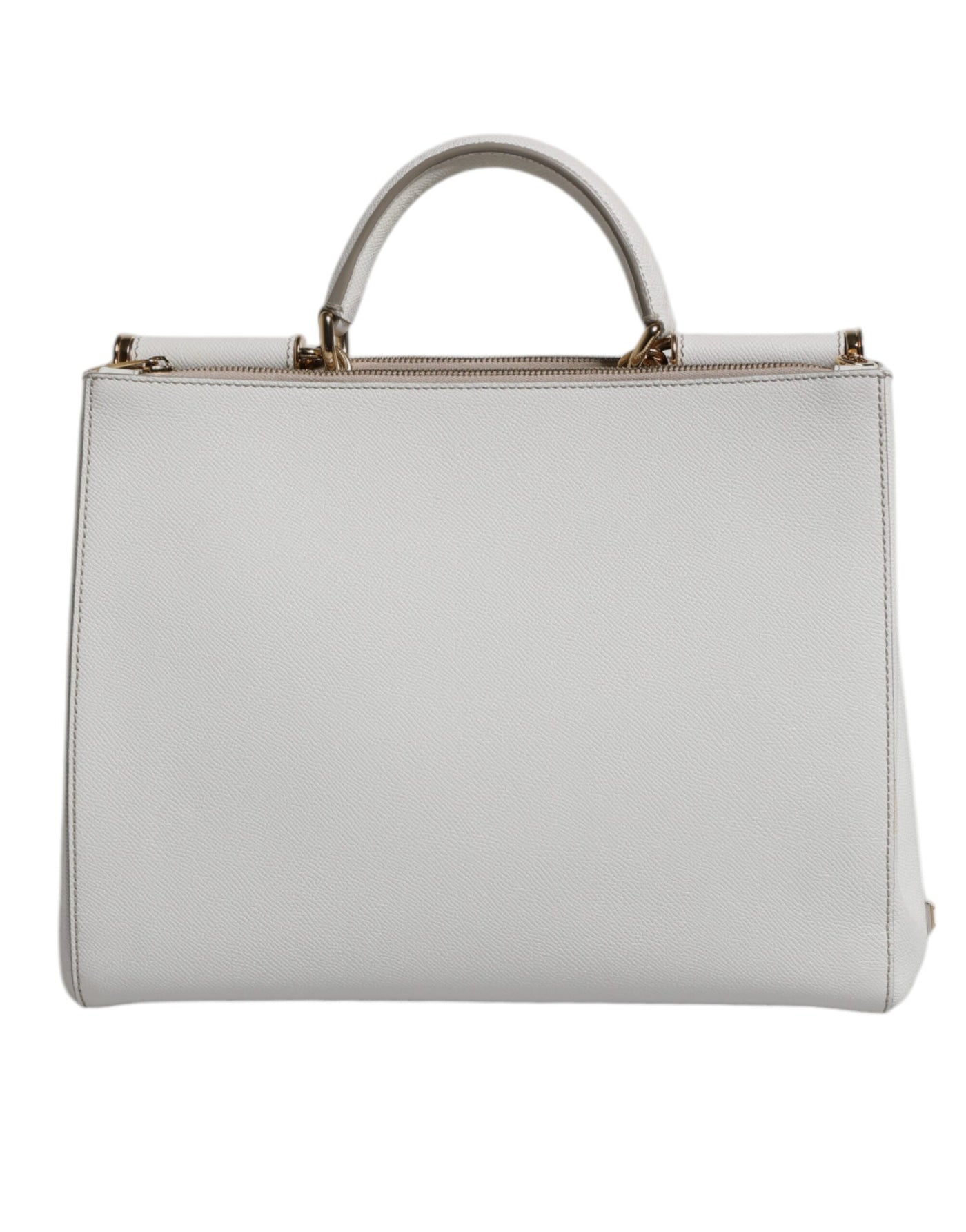 Dolce & Gabbana Weiße Leder Logo Top Handle Tote Crossbody Tasche