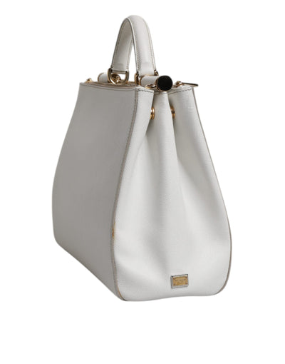 Dolce & Gabbana Weiße Leder Logo Top Handle Tote Crossbody Tasche