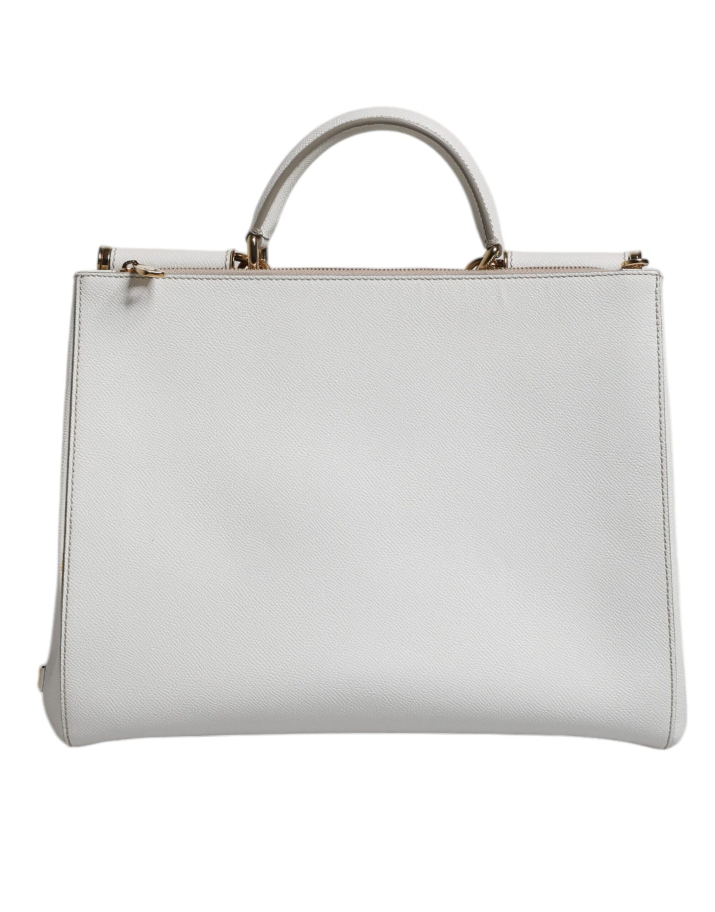 Dolce & Gabbana Weiße Leder Logo Top Handle Tote Crossbody Tasche