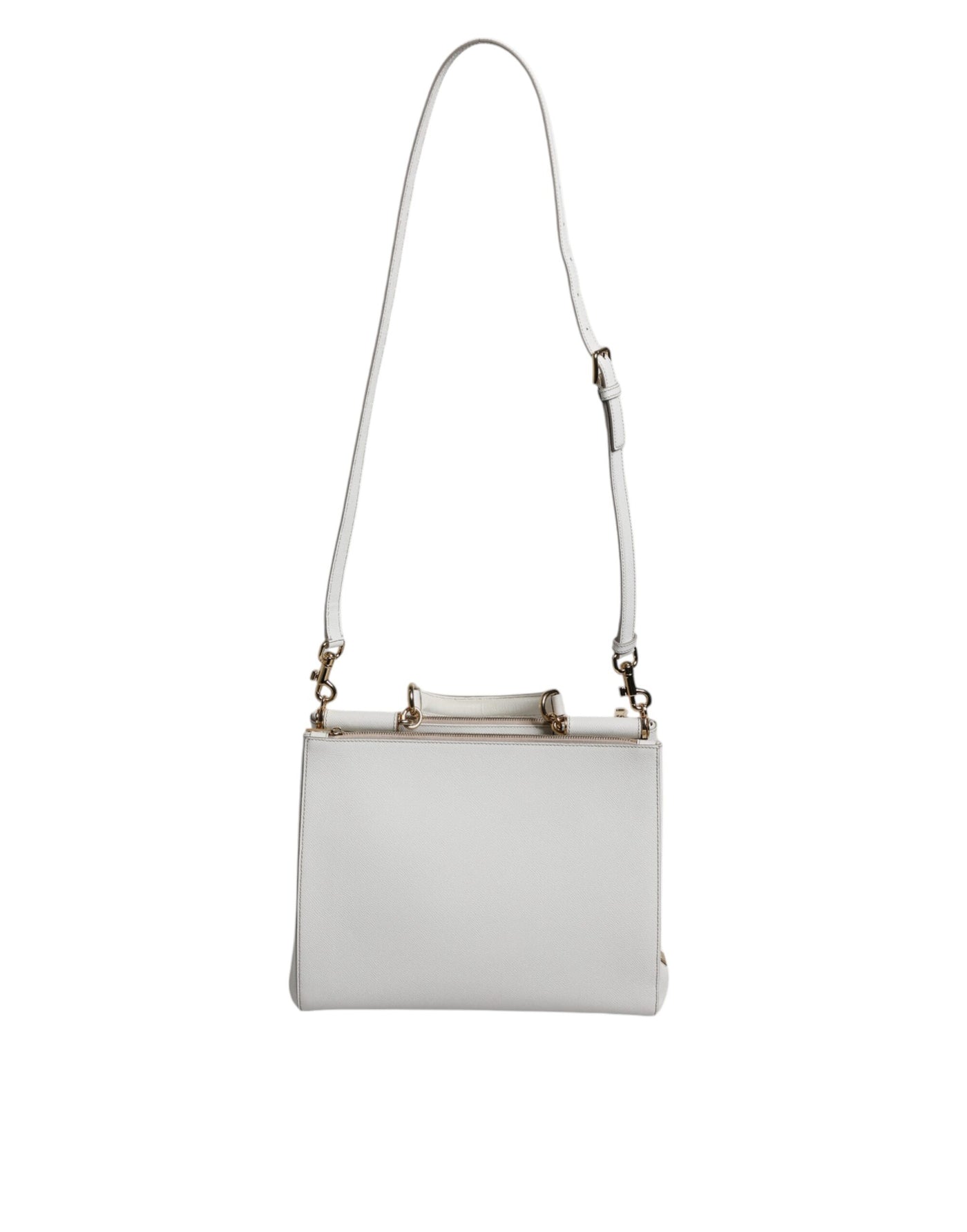 Dolce & Gabbana Weiße Leder Logo Top Handle Tote Crossbody Tasche