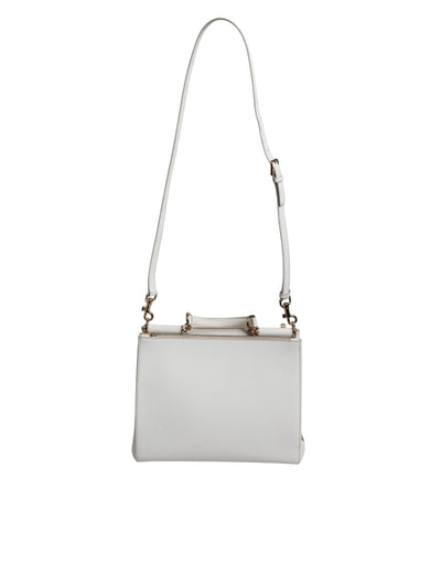 Dolce & Gabbana Weiße Leder Logo Top Handle Tote Crossbody Tasche