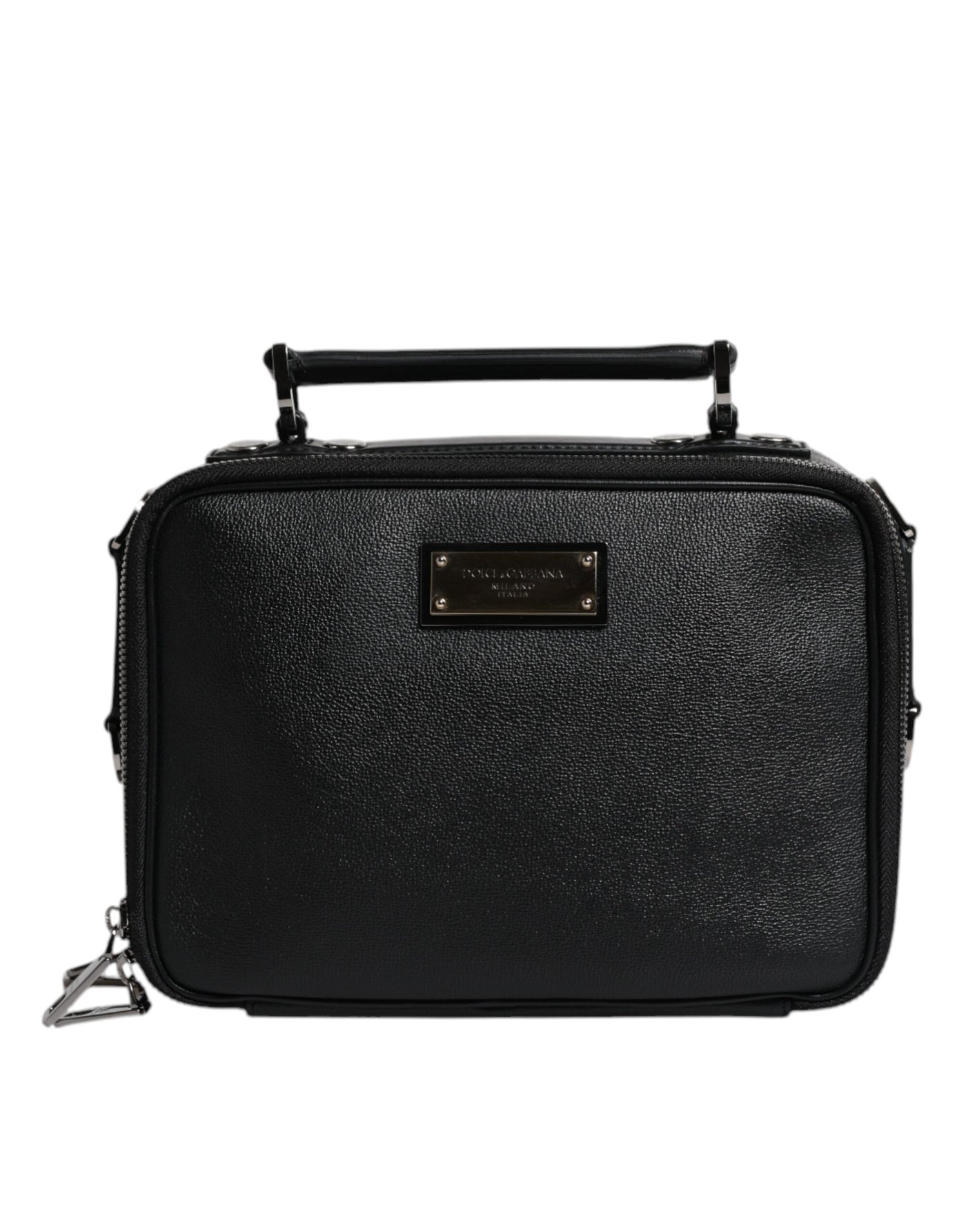 Dolce & Gabbana Schwarze Nylon Leder Logo Top Handle Crossbody Tasche