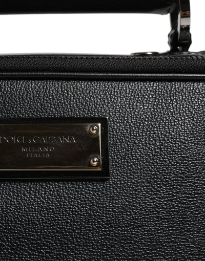 Dolce & Gabbana Schwarze Nylon Leder Logo Top Handle Crossbody Tasche