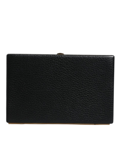 Dolce & Gabbana Schwarz Leder Gold Rahmen Kupplung Abend Party Handtasche