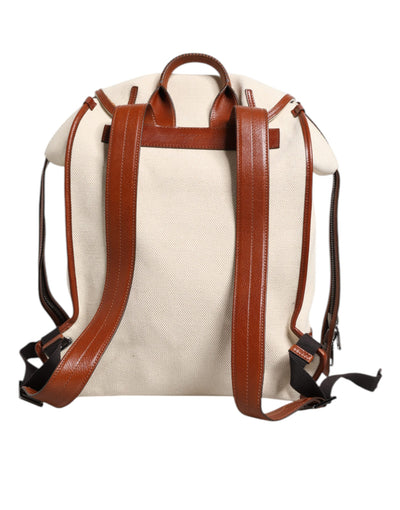 Dolce & Gabbana Beige Braun Canvas Leder Travel Back Pack Tasche