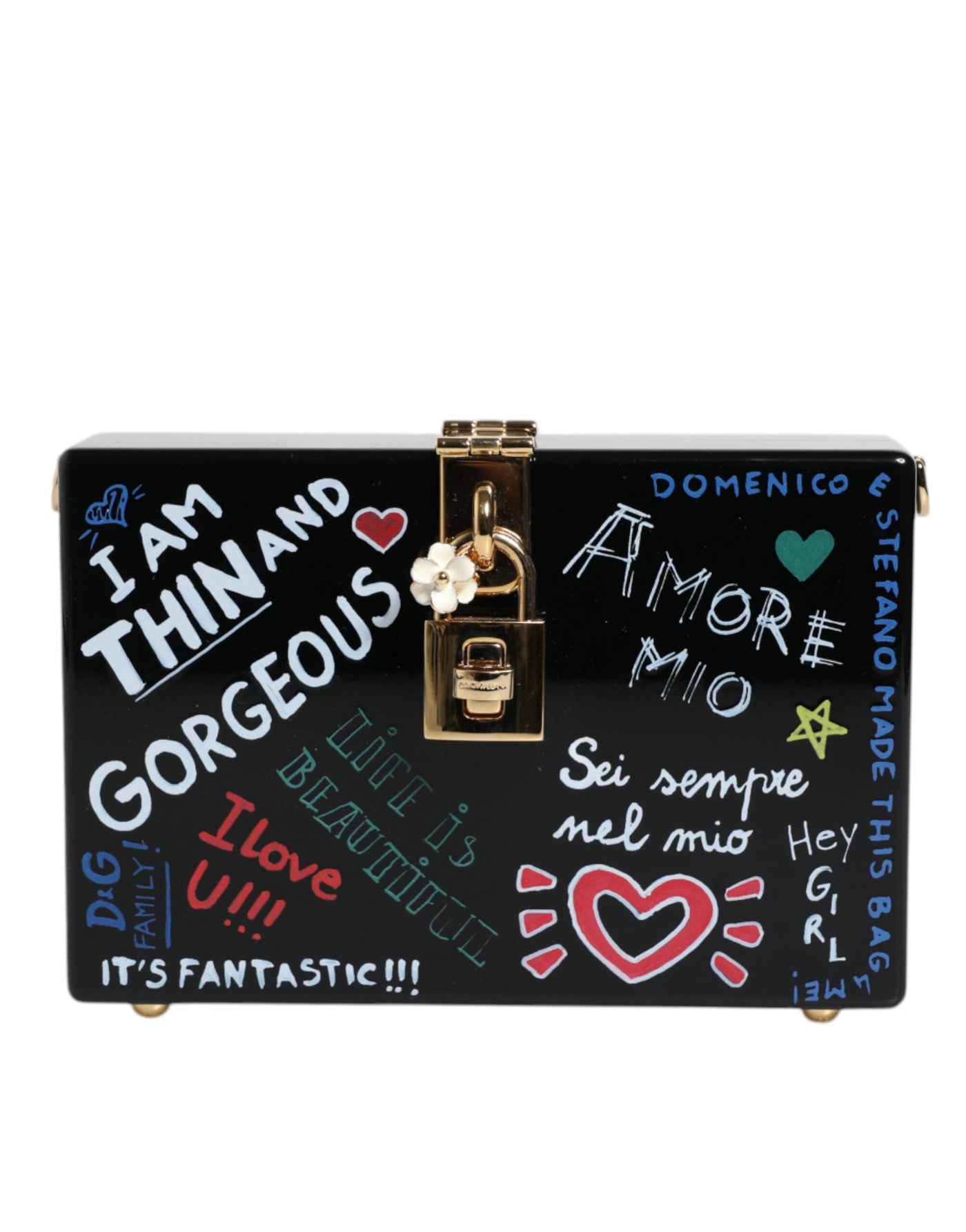 Dolce & Gabbana Schwarze Graffiti Print Clutch Crossbody Tasche