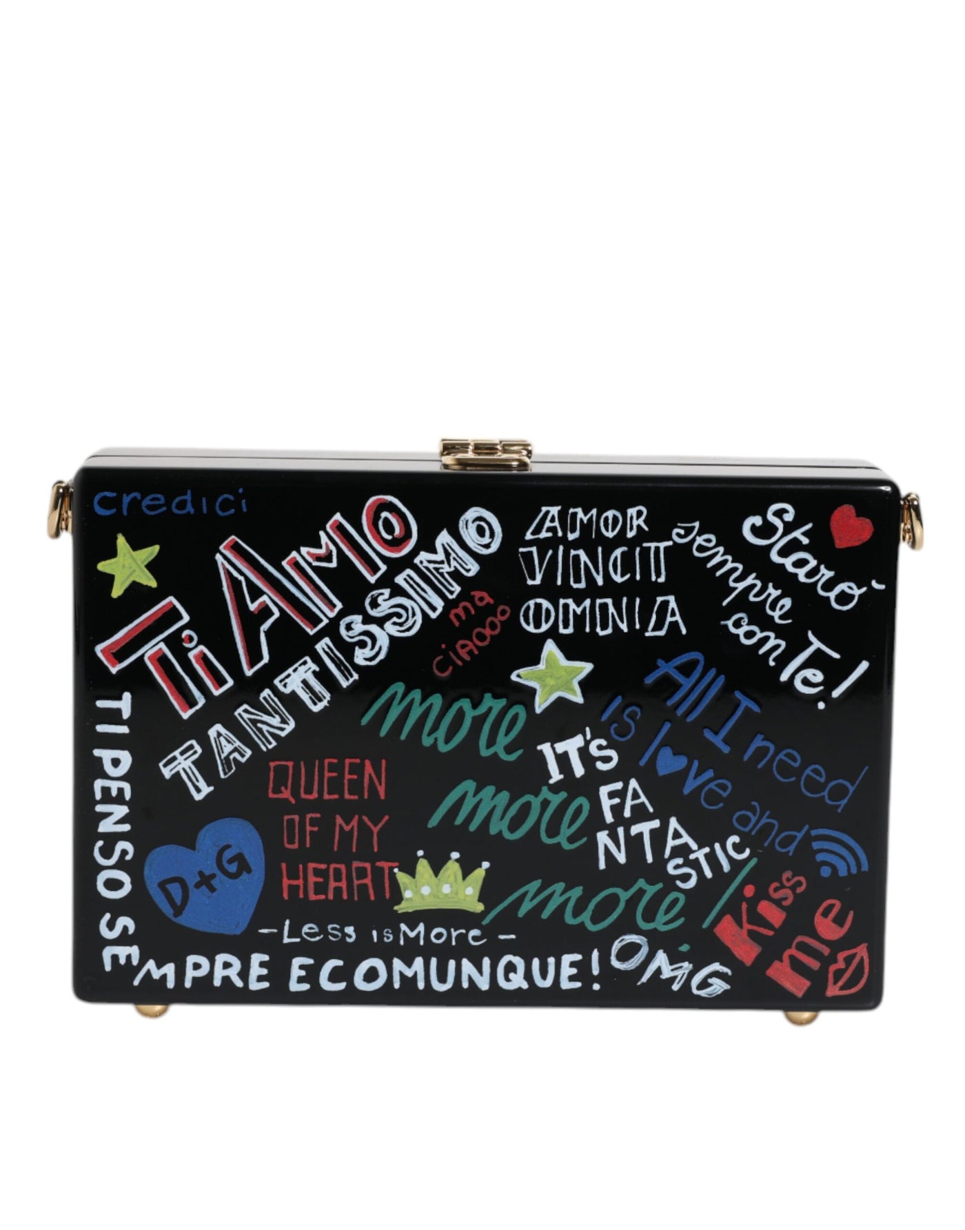 Dolce & Gabbana Schwarze Graffiti Print Clutch Crossbody Tasche