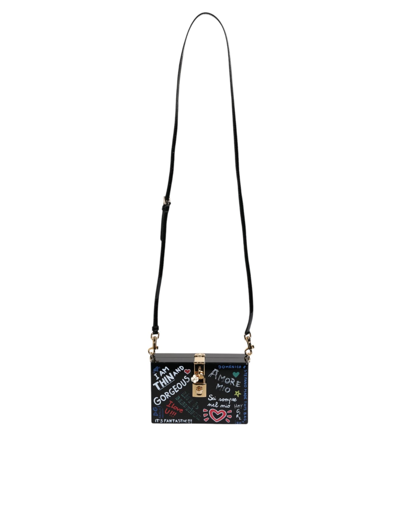 Dolce & Gabbana Schwarze Graffiti Print Clutch Crossbody Tasche