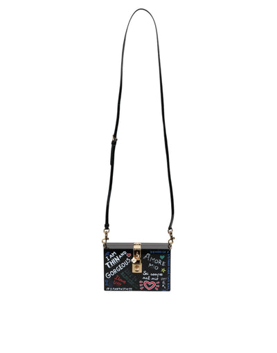Dolce & Gabbana Schwarze Graffiti Print Clutch Crossbody Tasche